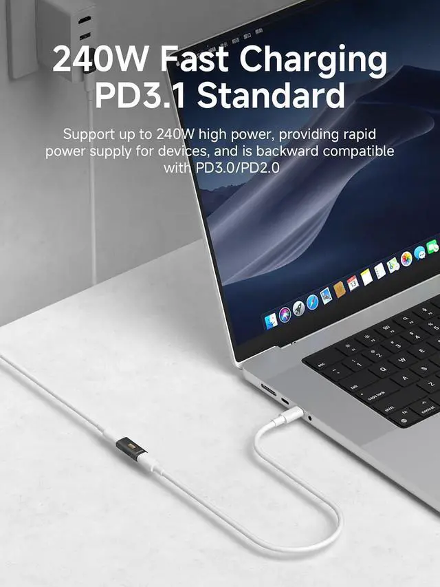 Alt view image 4 of 7 - 240W 80Gbps 8K@60Hz USB C Adapter, USB-C Female to Female Adapter, USB4 Connecter for Thunderbolt 5/4/3, Laptop, Switch, Dock, Mac, Tablet, iPhone 16 15 Pro Max (TUA07)