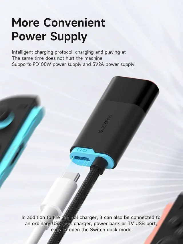 Alt view image 4 of 7 - Switch 2 Dock, USB C Male to HDMI Cable with 4K@60Hz HDMI, 100W PD, Portable Travel TV Dock Type-C to HDMI Adapter for Laptop, Tablet, Switch, SteamDeck, ROG Ally (Male to Female 4K@60Hz)