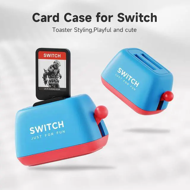 Alt view image 7 of 7 - Switch Game Case Compatible with Nintendo Switch Playing Cards, Portable Cute Toaster Storage Holder, Storage for 2 Switch Game Cassettes (Blue)