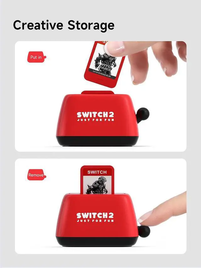 Alt view image 2 of 7 - Switch Game Case Holder Compatible with Nintendo Switch Games Cards, Portable Cute Toaster Strorage Holder Storage 2 Switch Game Cartridge (Red)