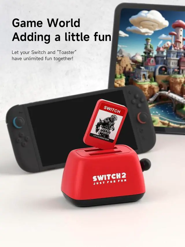 Alt view image 4 of 7 - Switch Game Case Holder Compatible with Nintendo Switch Games Cards, Portable Cute Toaster Strorage Holder Storage 2 Switch Game Cartridge (Red)