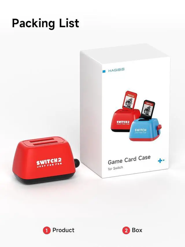 Alt view image 7 of 7 - Switch Game Case Holder Compatible with Nintendo Switch Games Cards, Portable Cute Toaster Strorage Holder Storage 2 Switch Game Cartridge (Red)