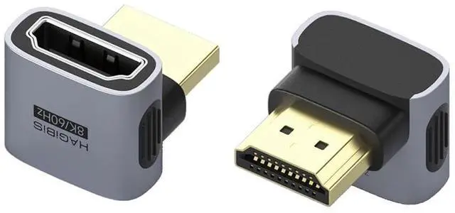 Main image of HDMI to HDMI Adapter 2 Pack, 8K@60Hz 4K@240Hz L-Shaped 90 Degree Right Angle HDMI 2.1 Male to Female Extension Connector Conventer for Laptop, PC, Monitor, PS5/4, Xbox, TV (Middle Back)