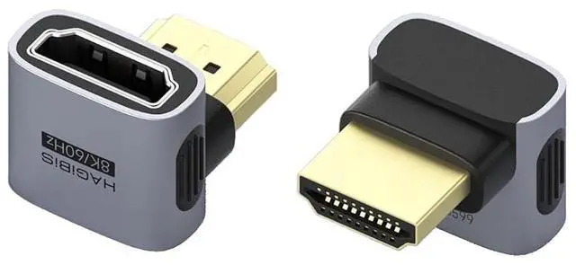 Main image of HDMI to HDMI Adapter 2 Pack, 8K@60Hz 4K@240Hz L-Shaped 90 Degree Right Angle HDMI 2.1 Male to Female Extension Connector Conventer for Laptop, PC, Monitor, PS5/4, Xbox, TV (Middle Front)