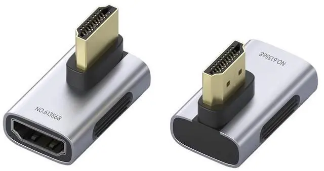 Main image of HDMI to HDMI Adapter 2 Pack, 8K@60Hz 4K@240Hz L-Shaped 90 Degree Right Angle HDMI 2.1 Male to Female Extension Connector Conventer for Laptop, PC, Monitor, PS5/4, Xbox, TV (Vertical Back)
