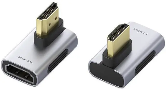 Main image of HDMI to HDMI Adapter 2 Pack, 8K@60Hz 4K@240Hz L-Shaped 90 Degree Right Angle HDMI 2.1 Male to Female Extension Connector Conventer for Laptop, PC, Monitor, PS5/4, Xbox, TV (Vertical Front)