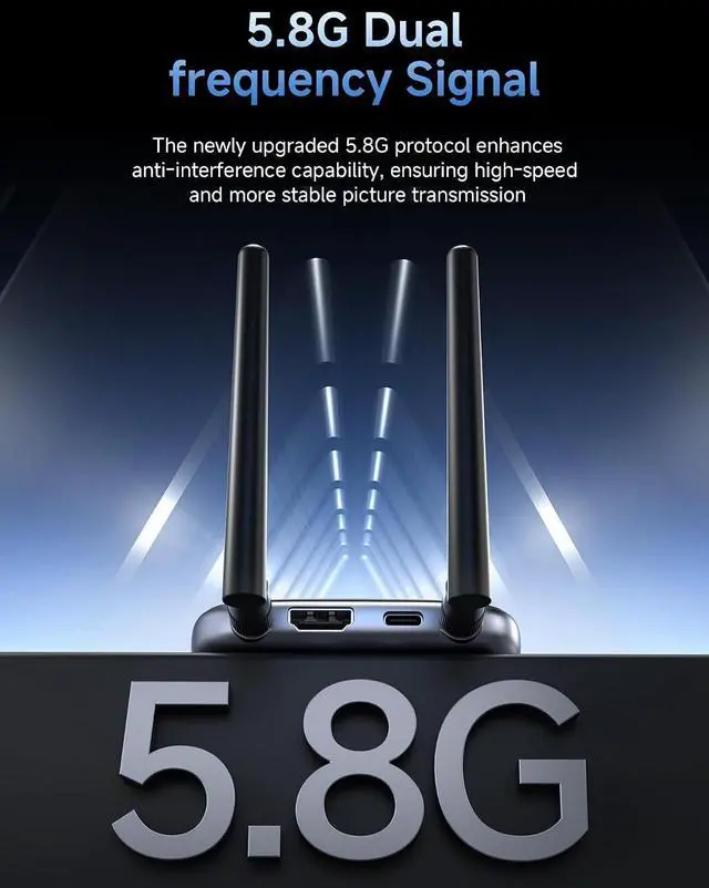 Alt view image 3 of 7 - LED Display Wireless HDMI Transmitter & Receiver Extender Kits, 5.8G Bifrequency 164ft Wireless Display Dongle, Plug and Play for Laptop PC Netflix PS4/5 TV Projector Streaming