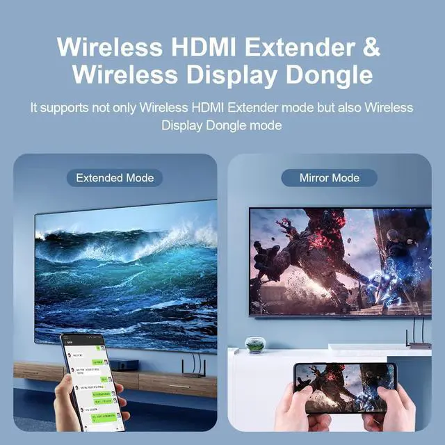 Alt view image 7 of 7 - Wireless HDMI Transmitter and Receiver, Wireless Display Dongle, Plug and Play HDMI Adapter for TV, Camera, Streaming, Laptops, PC, Media, PS4/5
