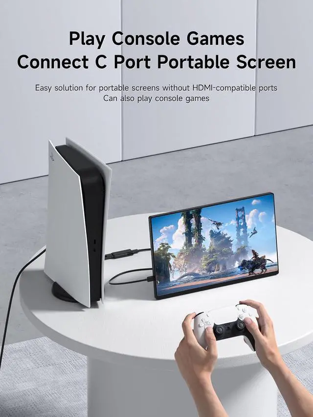 Alt view image 6 of 7 - HDMI to USB C Adapter, 4K@60Hz HDMI Male to USB-C Female Cable, Portable Monitor, AR Glasses XREAL, VITURE, RayNeo, Rokid to Type C Laptop, Switch, ROG Ally, Steam Deck, PS4/5