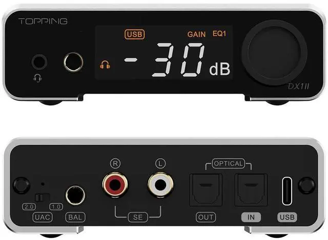 Main image of DX1 II Game HiFi DAC Headphone amp - ES9039Q2M DAC 1000mWx2 Fully Balacnced Headphone Amplifier Preamp Gaming Headset Compatible (Silver)