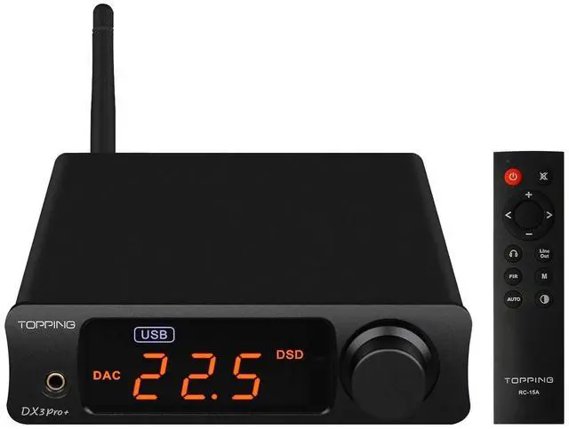 Main image of DX3pro+ LDAC Headphone Amplifier - ES9038Q2M XU208 NFCA Bluetooth5.0 Audio Decoder USB/Opt/Coax DAC AMP Pre Amplifier with Remote Control (Black)