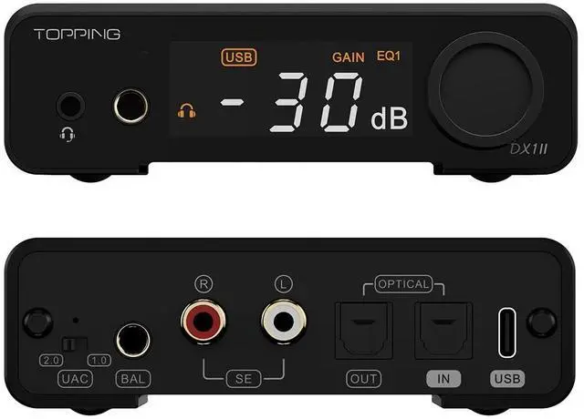Main image of DX1 II Game HiFi DAC Headphone amp - ES9039Q2M DAC 1000mWx2 Fully Balacnced Headphone Amplifier Preamp Gaming Headset Compatible (Black)