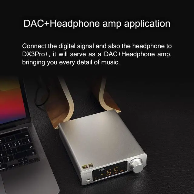 Alt view image 5 of 7 - DX3pro+ LDAC Headphone Amplifier - ES9038Q2M XU208 NFCA Bluetooth5.0 Audio Decoder USB/Opt/Coax DAC AMP Pre Amplifier with Remote Control (Black)