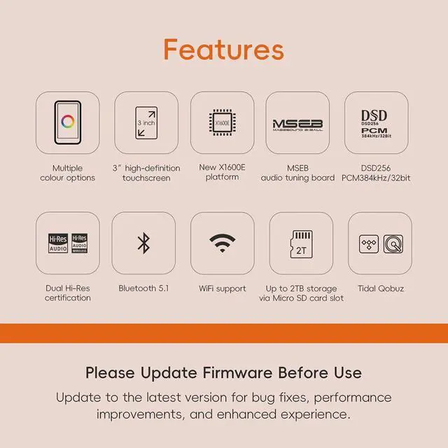 Alt view image 2 of 7 - R1 HiFi MP3 Player with Bluetooth 5.1 Tidal Qobuz DSD 256 Native Lossless Music Player with Touchscreen/Hi Res Audio Certified/MSEB Tuning/2TB Expanded Memory