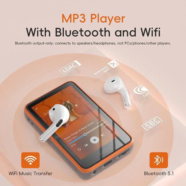 Alt view image 5 of 7 - R1 HiFi MP3 Player with Bluetooth 5.1 Tidal Qobuz DSD 256 Native Lossless Music Player with Touchscreen/Hi Res Audio Certified/MSEB Tuning/2TB Expanded Memory
