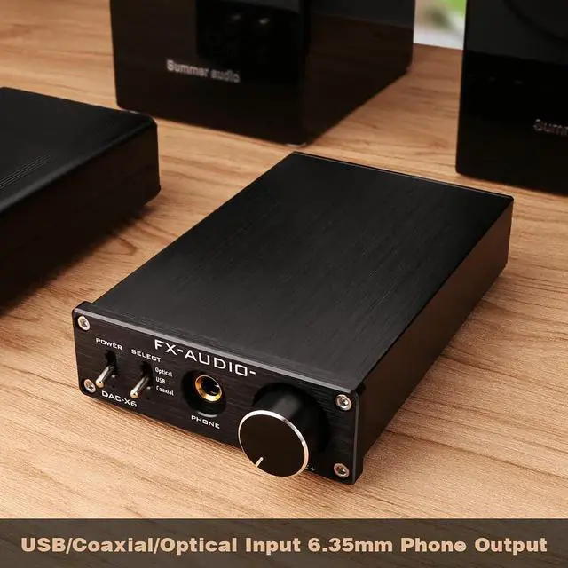 Alt view image 7 of 7 - FX-Audio DAC-X6 Headphone amp Mini HiFi 2.0 Digital Audio Decoder DAC Input USB/Coaxial/Optical Output RCA/Headphone Amplifier 24Bit/96KHz DC12V (Black)