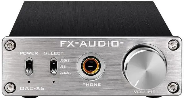 Alt view image 2 of 7 - FX-Audio DAC-X6 Mini HiFi 2.0 Digital Audio Decoder DAC Input USB/Coaxial/Optical Output RCA/Headphone Amp 24Bit/96KHz DC12V(Silver)