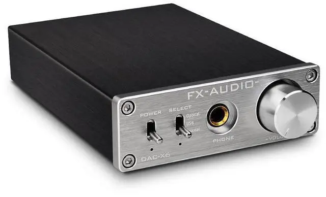 Main image of FX-Audio DAC-X6 Mini HiFi 2.0 Digital Audio Decoder DAC Input USB/Coaxial/Optical Output RCA/Headphone Amp 24Bit/96KHz DC12V(Silver)