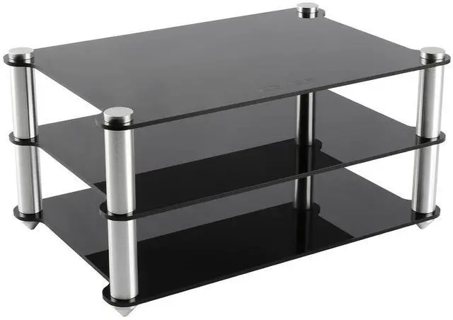 Main image of Mini Audio Component Rack Black Acrylic 2-Layer Rack Aluminium Holders Small Desktop Rack for HiFi Audio Equipment dac Amplifier Amp (Black)