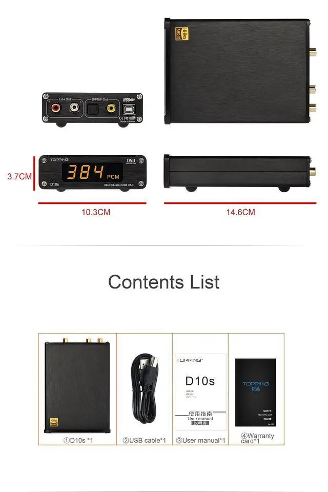 Alt view image 2 of 7 - D10s HiFi USB DAC - ES9038Q2M DAC XMOS XU208 PCM384kHz DSD256 Hi-Res Audio Desktop Decoder for PC Black