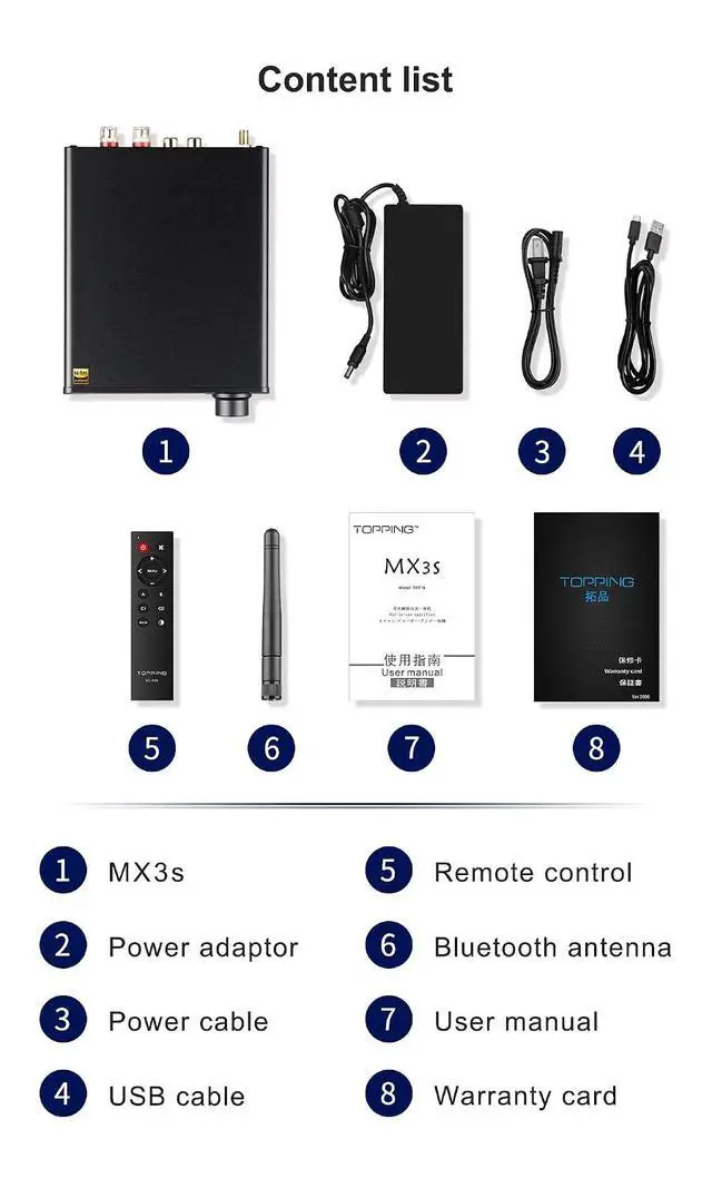 Alt view image 7 of 7 - MX3s Amplifier 62W x 2 Class D Power amp Subwoofer Out 700mW x 2 Headphone amp 24-bit/192kHz AKM USB C DAC Bluetooth SupportSilver