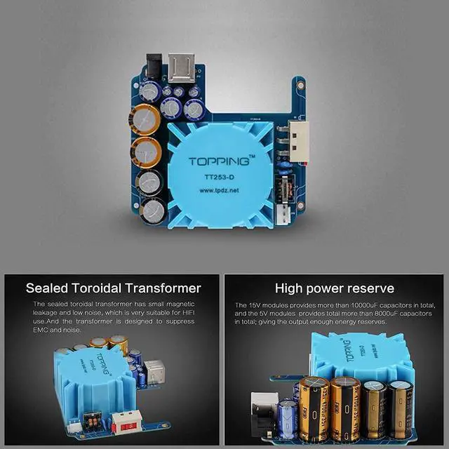 Alt view image 4 of 7 - P50 Linear Power Supply - 5V 1A and 15V 1A Ultra Low Noise for HiFi Audio D50III/DX3 Pro+/E50/A50III