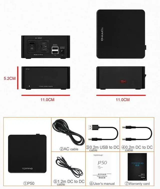 Alt view image 6 of 7 - P50 Linear Power Supply - 5V 1A and 15V 1A Ultra Low Noise for HiFi Audio D50III/DX3 Pro+/E50/A50III