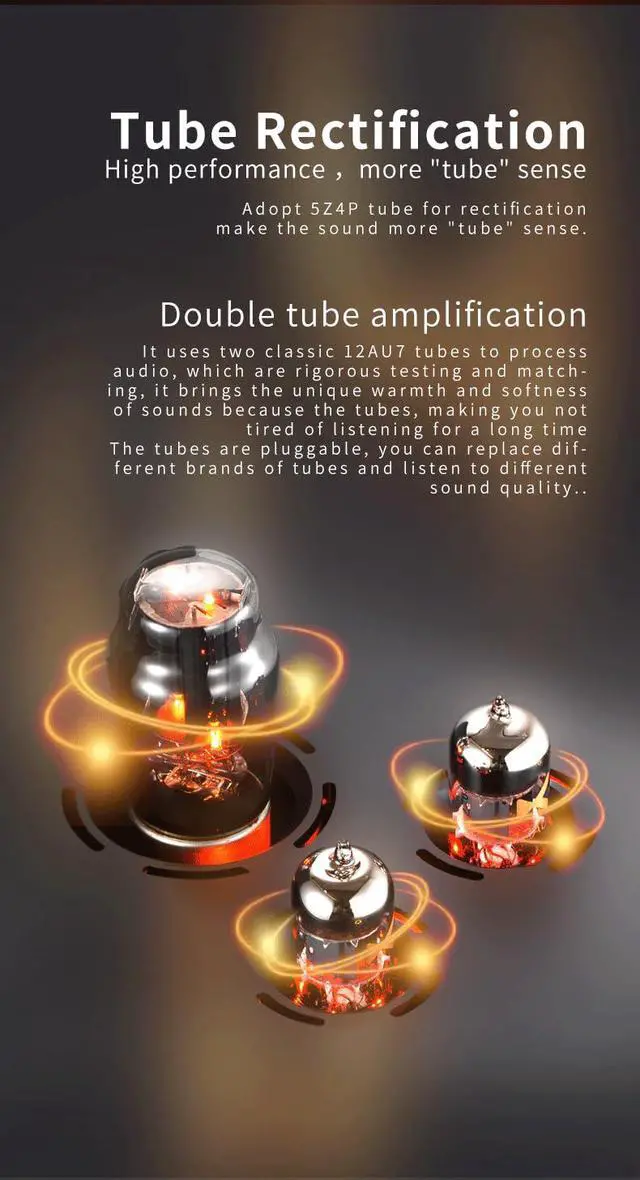 Alt view image 5 of 7 - TA20 Plus Tube Headphone Amplifier - Class A Amp with VU Meter Balanced in/Out Power up to 2000mW for 16~600 Headphone amp