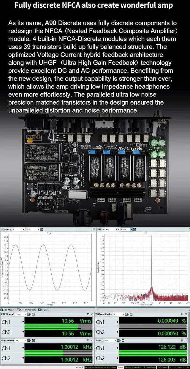 Alt view image 3 of 7 - A90 Discrete XLR 4.4 Headphone Amplifier 4 Pin Symmetrical NFCA Full Symmetrical Amplifier Discrete 9800mW x 2 Output Power 2 Gain Settings Black