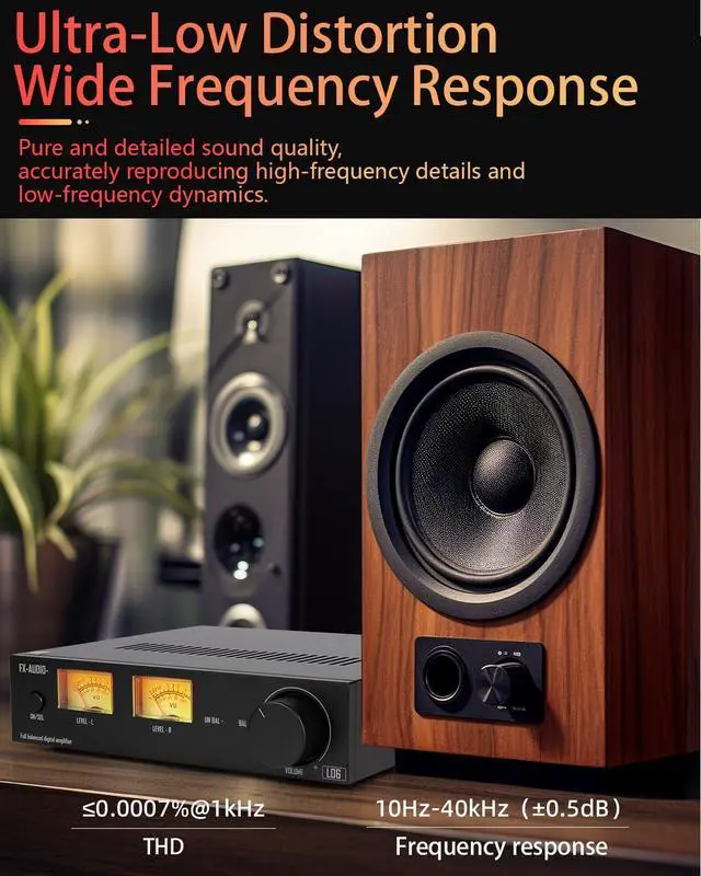 Alt view image 3 of 7 - FX-Audio- L06 Fully Balanced Power Amplifier with VU Meter - 500W + 500W Dual TPA3255 HiFi Class D Stereo Digital HiFi Amp for 2-8 Passive Speaker Home Audio