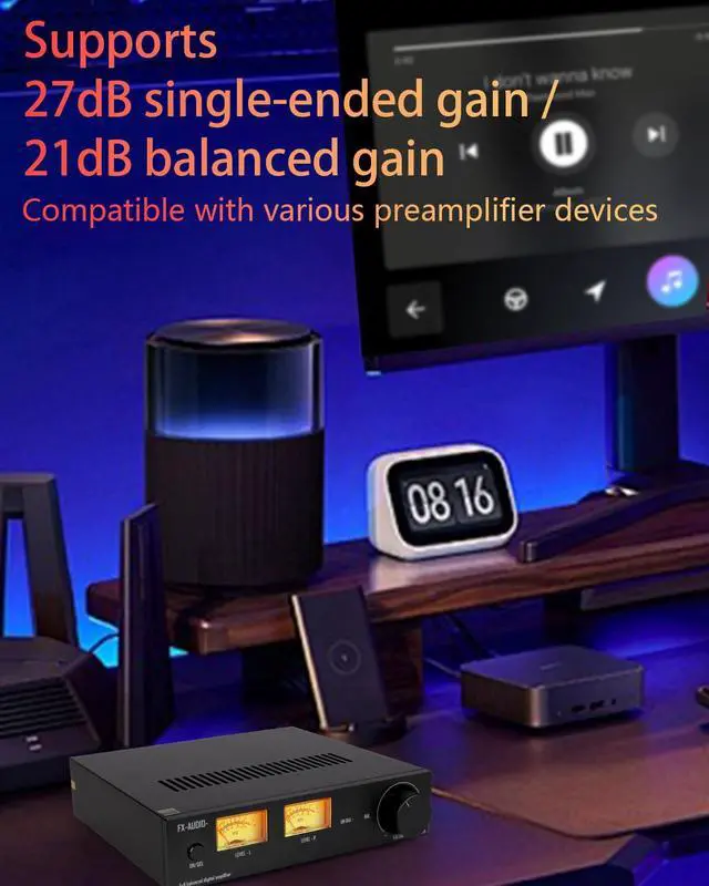 Alt view image 7 of 7 - FX-Audio- L06 Fully Balanced Power Amplifier with VU Meter - 500W + 500W Dual TPA3255 HiFi Class D Stereo Digital HiFi Amp for 2-8 Passive Speaker Home Audio