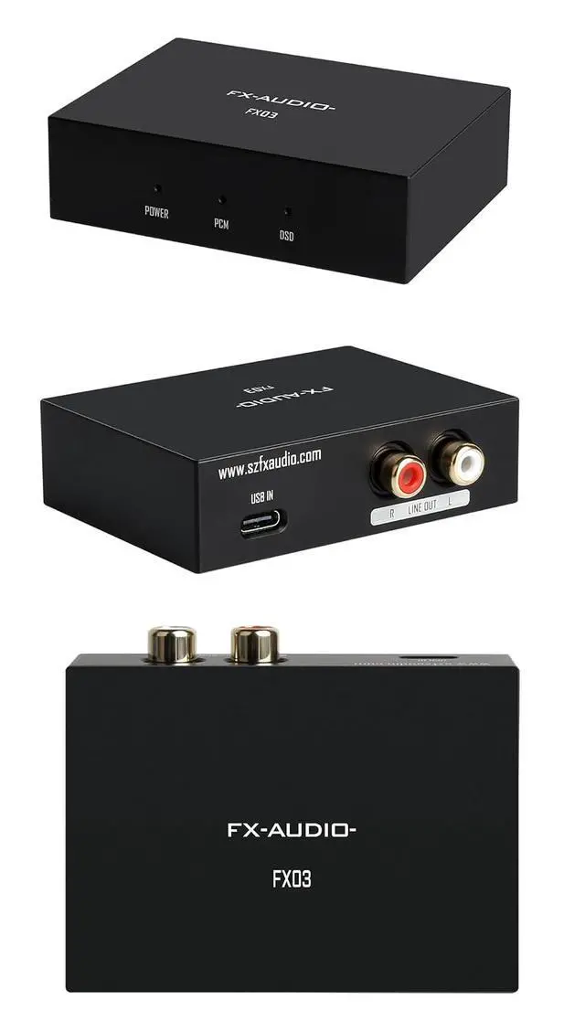 Alt view image 7 of 7 - FX-Audio FX03 USB C DAC 384Khz DAC Decorder USB-C to RCA Digital to Analog Audio Converter Support DSD 256 PCM 32Bit for Set-top Box,Mobile Phone,Computer,Game Machine