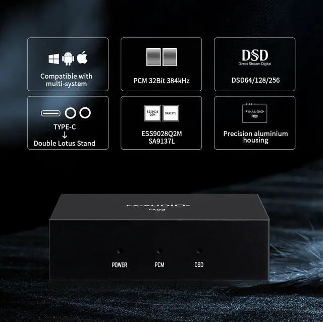 Alt view image 4 of 7 - FX-Audio FX03 USB C DAC 384Khz DAC Decorder USB-C to RCA Digital to Analog Audio Converter Support DSD 256 PCM 32Bit for Set-top Box,Mobile Phone,Computer,Game Machine
