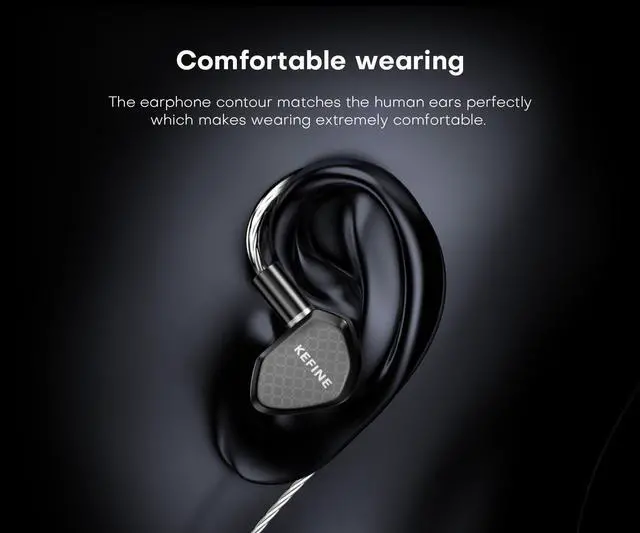 Alt view image 6 of 7 - KEFINE Klean HiFi Wired in-Ear Monitors, 10mm DLC Diaphragm Dynamic Driver in Ear Earphones, with 0.78mm 2-pin Detachable Silver-Plated Cable, Gaming Earbuds (No Mic 3.5mm, Black)