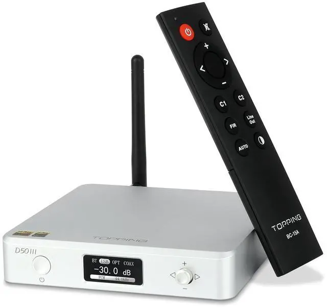 Main image of D50 III DAC Preamplifier - LDAC Bluetooth 5.1 Dual ES9039Q2M D/A Chips Supports DSD512 PCM768kHz,PEQ Adjustment and Remote Control (Silver)