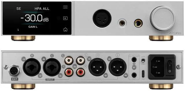 Main image of A70Pro Fully Balanced Headphone Amplifier Preamp - 17000mWx2 Output Power, 2 Gain, R2R Relay Volume Control, Full Color Dispaly HiFi Audio Support Extensions(Silver)