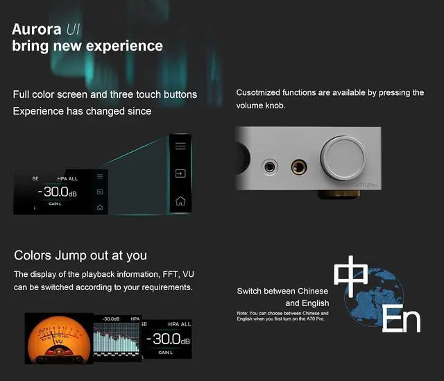 Alt view image 6 of 7 - A70Pro Fully Balanced Headphone Amplifier Preamp - 17000mWx2 Output Power, 2 Gain, R2R Relay Volume Control, Full Color Dispaly HiFi Audio Support Extensions(Silver)