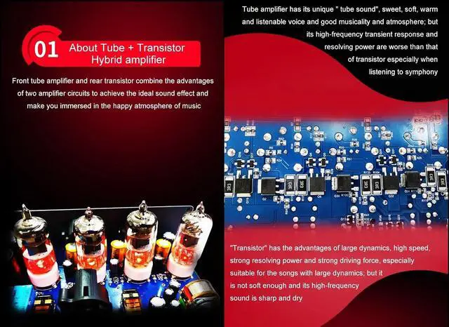 Alt view image 3 of 7 - MT-604 Balanced Tube Amplifier Headphone amp - Four 6J1 Tubes for pre-amp, Transistor for Class-A Amplifier