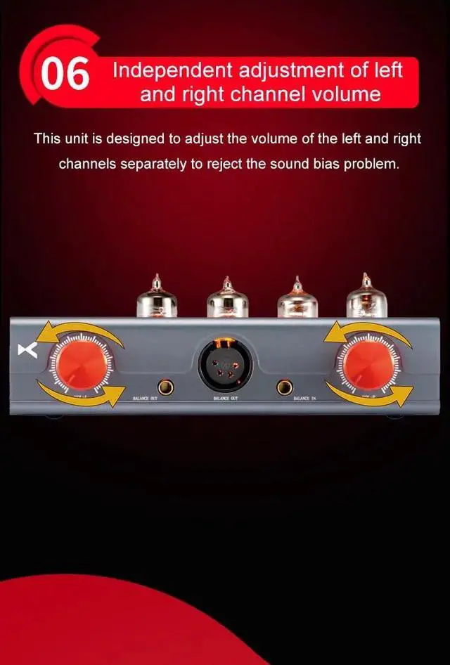Alt view image 7 of 7 - MT-604 Balanced Tube Amplifier Headphone amp - Four 6J1 Tubes for pre-amp, Transistor for Class-A Amplifier