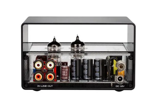 Alt view image 2 of 7 - MT-02 Hybrid Tube Headphone Amplifier, Dual 6J1 Vacuum Tube Preamp | 6.35mm and 4.4mm dual outputs, Class A Amplification, Hi-Fi Grade Capacitors, Clear Panel