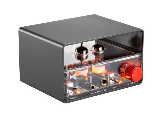 Alt view image 3 of 7 - MT-02 Hybrid Tube Headphone Amplifier, Dual 6J1 Vacuum Tube Preamp | 6.35mm and 4.4mm dual outputs, Class A Amplification, Hi-Fi Grade Capacitors, Clear Panel