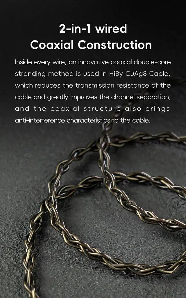 Alt view image 4 of 7 - CuAg8 Balance Earphone Cable Coaxial Silver-Plated Copper Litz Type5 Coaxial Shielding 4Pin-Lock Plugs 3.5mm+4.4mm Jack