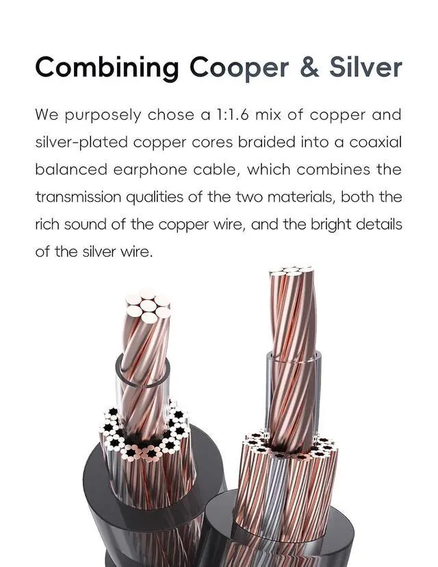 Alt view image 5 of 7 - CuAg8 Balance Earphone Cable Coaxial Silver-Plated Copper Litz Type5 Coaxial Shielding 4Pin-Lock Plugs 3.5mm+4.4mm Jack