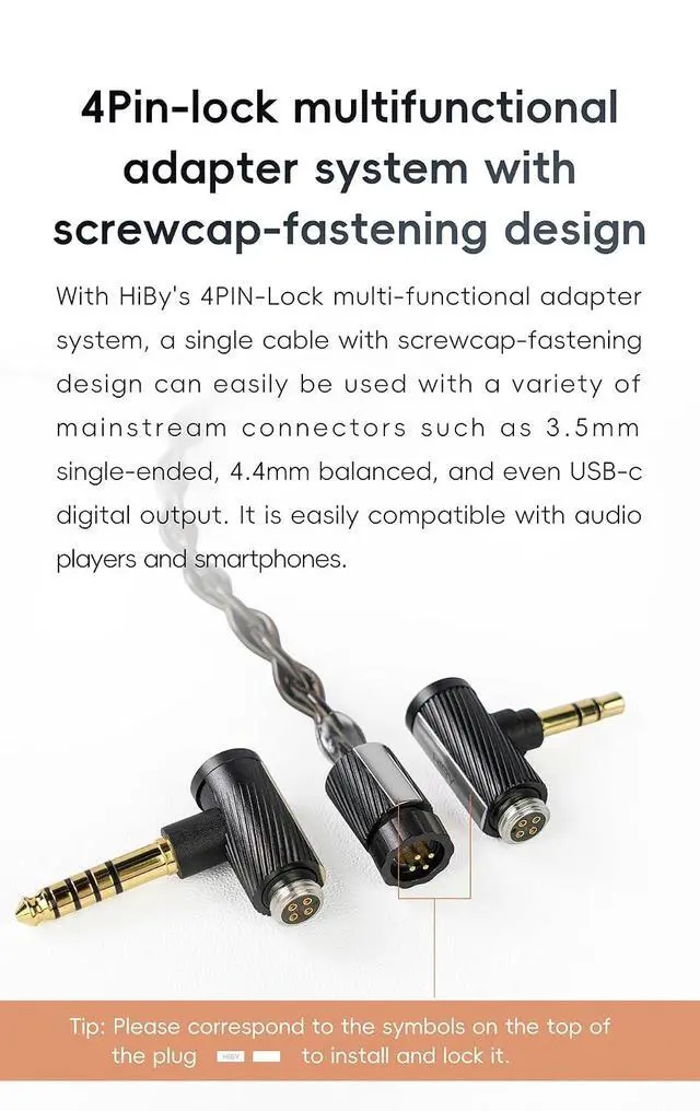 Alt view image 6 of 7 - CuAg8 Balance Earphone Cable Coaxial Silver-Plated Copper Litz Type5 Coaxial Shielding 4Pin-Lock Plugs 3.5mm+4.4mm Jack