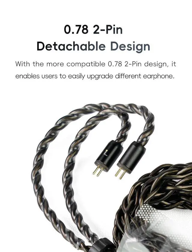 Alt view image 7 of 7 - CuAg8 Balance Earphone Cable Coaxial Silver-Plated Copper Litz Type5 Coaxial Shielding 4Pin-Lock Plugs 3.5mm+4.4mm Jack