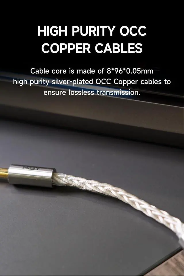 Alt view image 3 of 5 - Aux Audio Cable 4.4mm to 4.4mm HiFi Professional Audio OCC Cable Gold-Plated Copper Jack