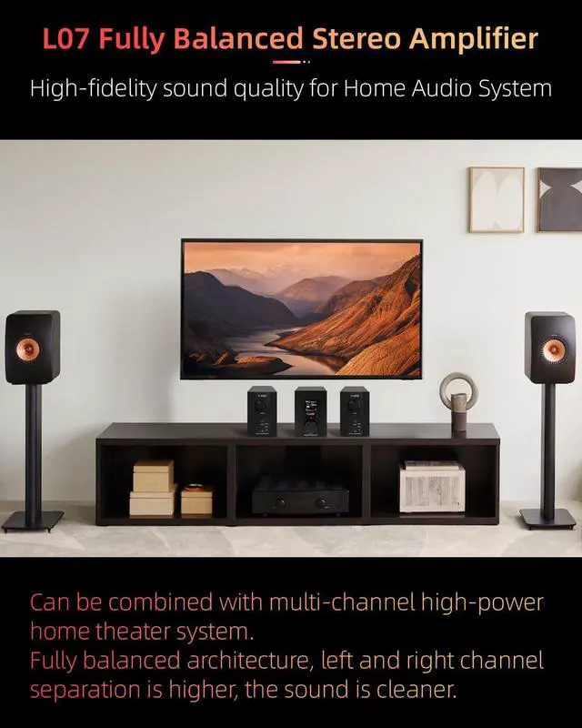 Alt view image 3 of 7 - FX-Audio- L07 Stereo Audio Amplifier 200W x2 MA5332MS 2 Channel Class D Power Amp Bridgeable BTL 400W Hi-Fi Fully Balanced Amp for Passive Bookshelf Desktop Speakers Home Theater