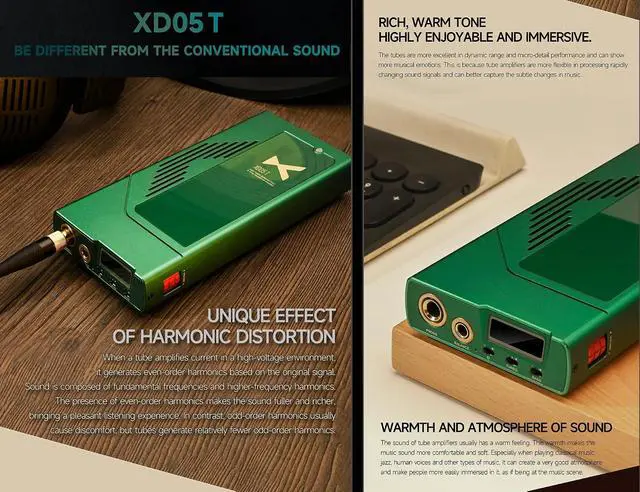 Alt view image 3 of 7 - XD05 T Portable DAC & Tube Balanced Headphone Amplifier - 1500mW AMP ES9039Q2M MQA DAC DSD512 32Bit/768kHz Bluetooth5.1/USB/Coaxial/Optical/AUX Input