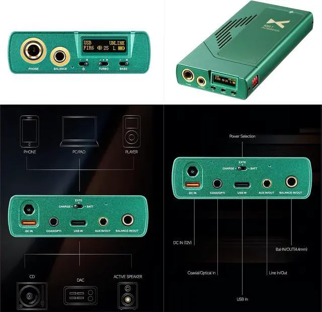 Alt view image 6 of 7 - XD05 T Portable DAC & Tube Balanced Headphone Amplifier - 1500mW AMP ES9039Q2M MQA DAC DSD512 32Bit/768kHz Bluetooth5.1/USB/Coaxial/Optical/AUX Input