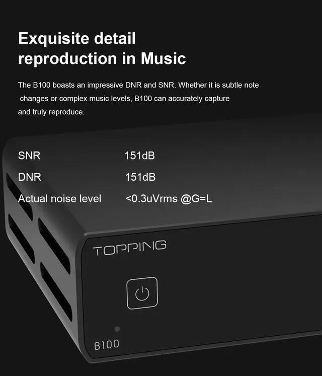 Alt view image 4 of 7 - B100 Mono Pure Power Amplifier - 100W Ouput BAL/SE Input 3 Gain 151dB SNR and DNR AMP with 12V Trigger (Black)